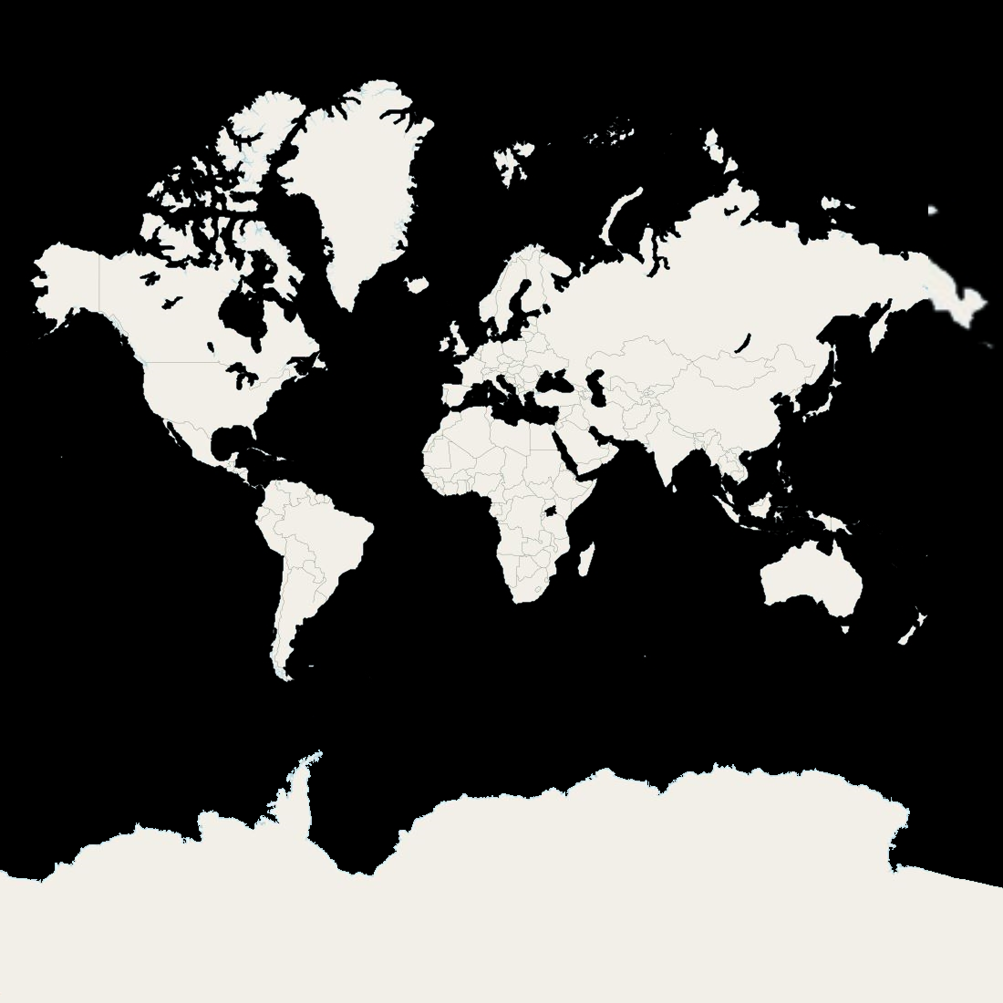 World Map in black and white