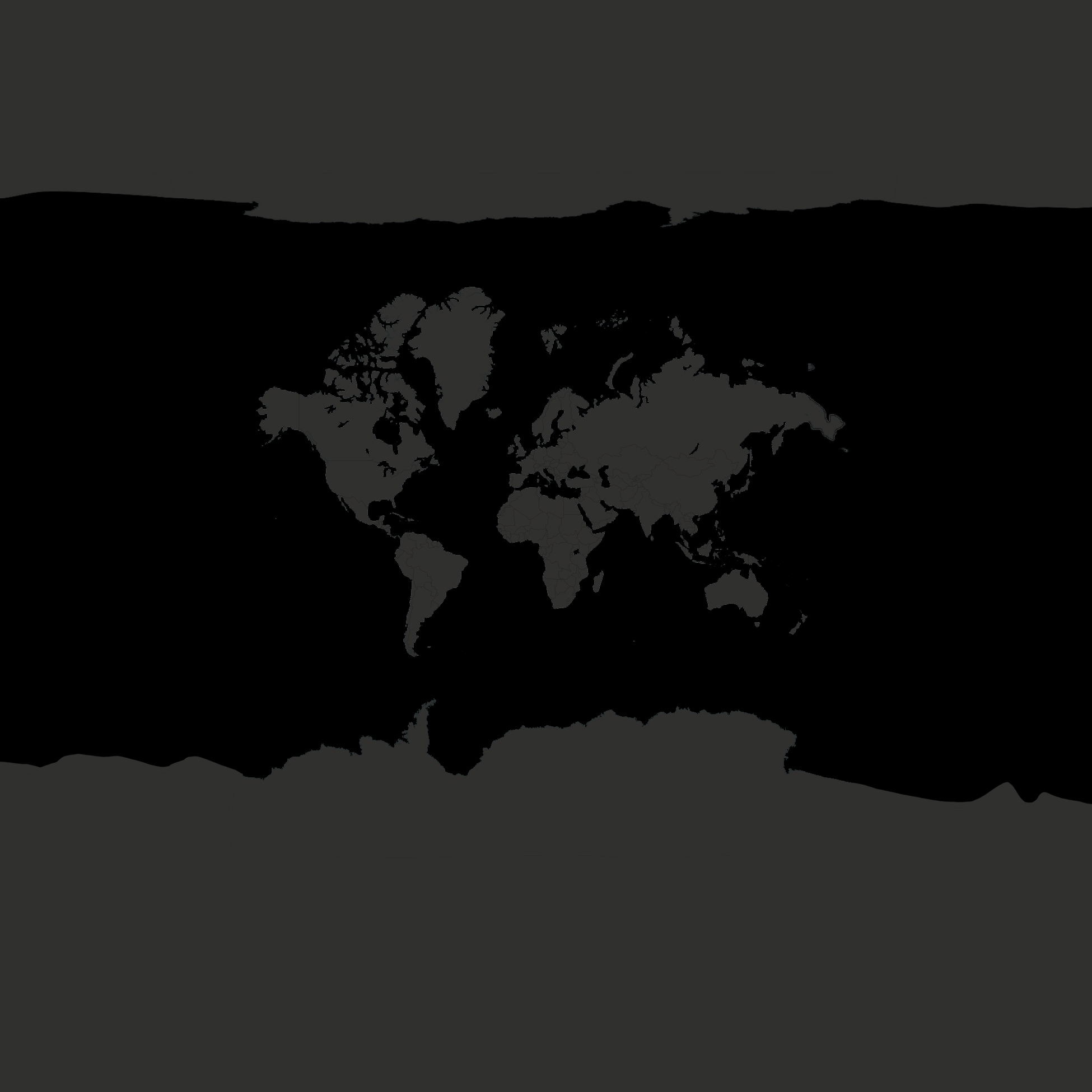 Customized World map in black and gray