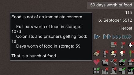 Info box that tells you how many days the colony's food will last.
