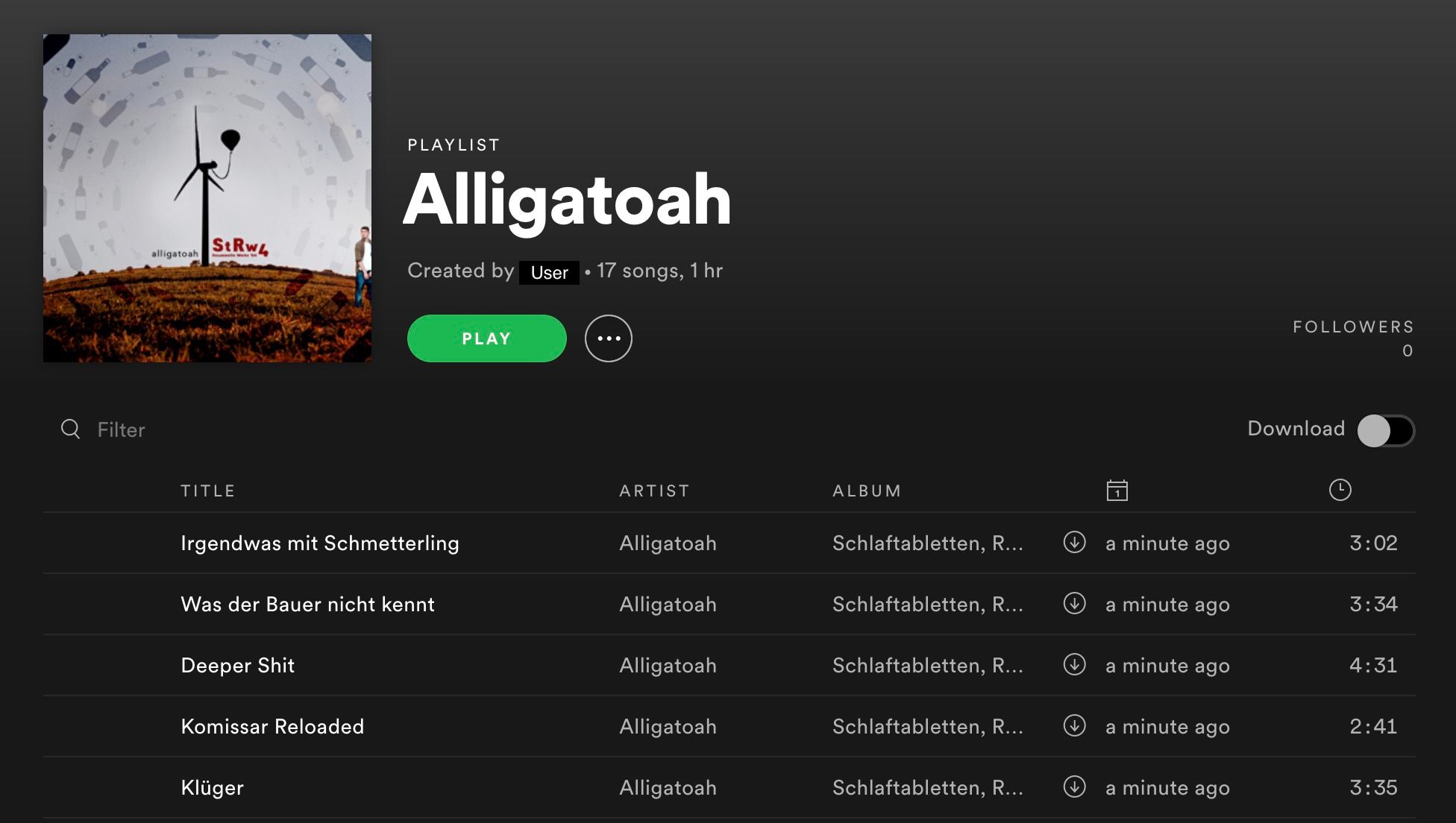 Screenshot Spotify Playlist