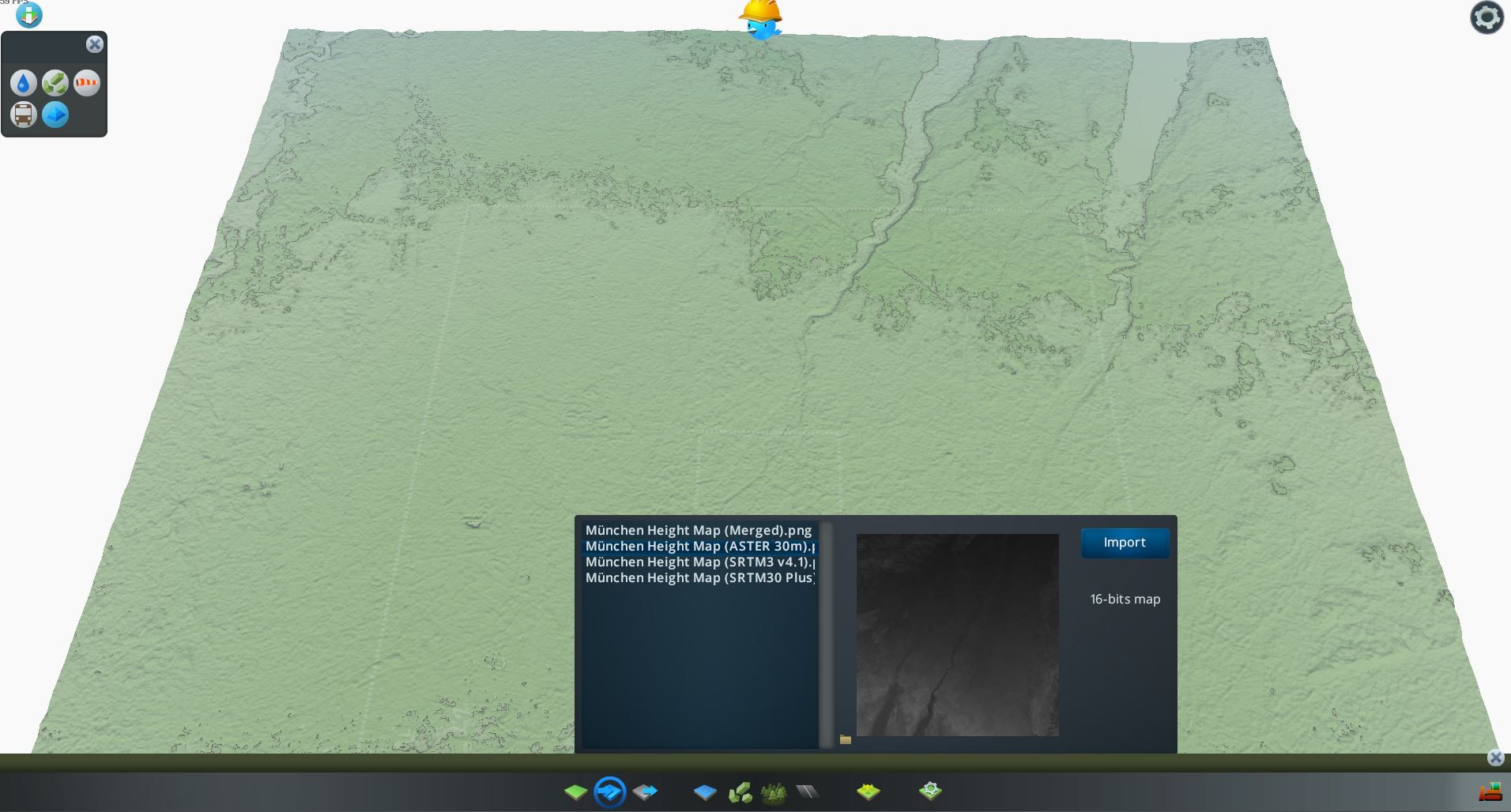 ASTER 30m Heightmap from terrain.party in Cities Skylines 