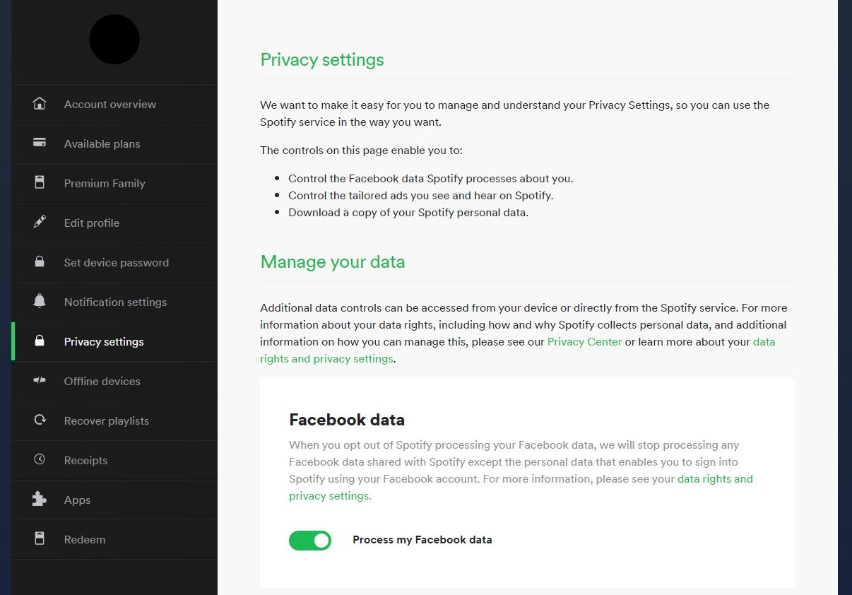 Privacy Settings in Spotify