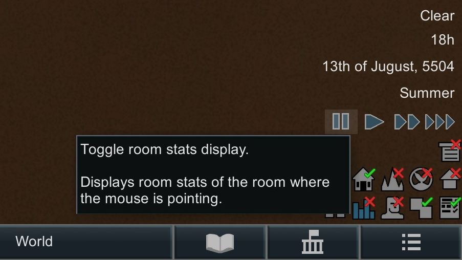 Button for the room stats display in RimWorld