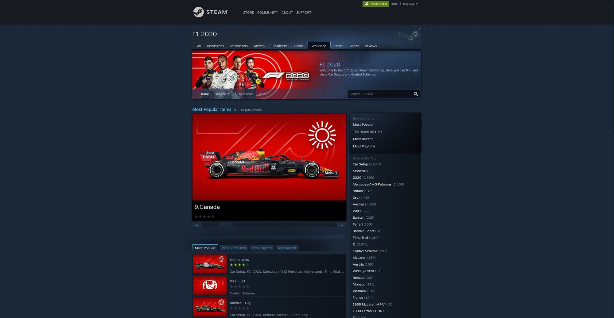 F1 Game Steam Workshop Overview of Setups