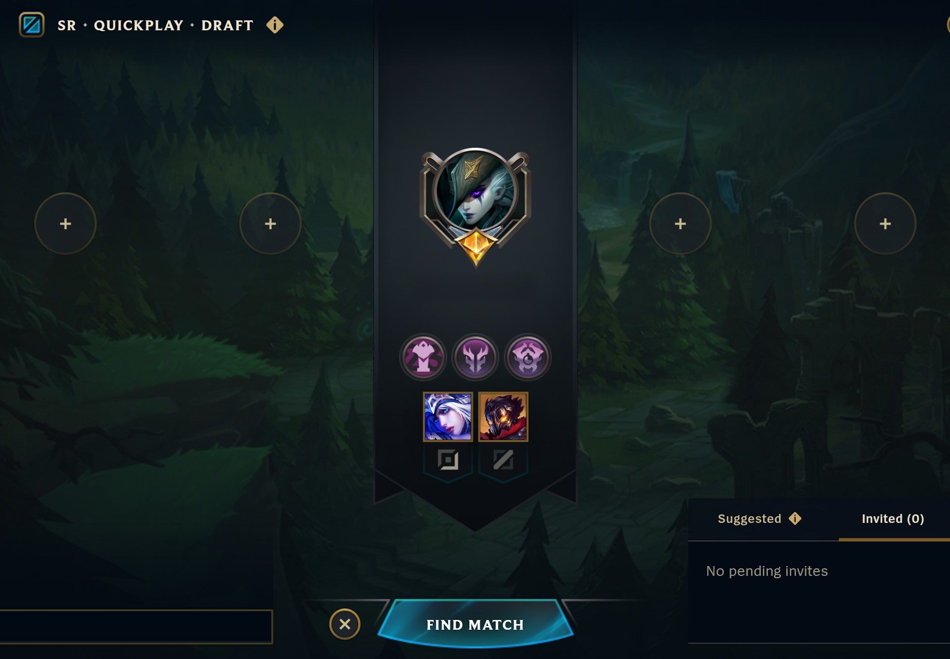 Champion selection in Quickplay in League of Legends