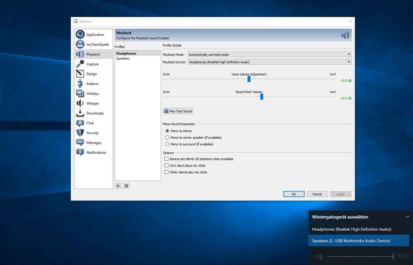 How to Switch Between Audio Devices in Teamspeak 3