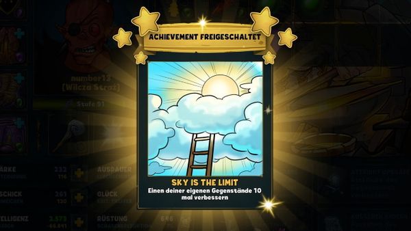 Shakes & Fidget: 20x Upgrade on Level 1 Item for "Sky is the Limit"